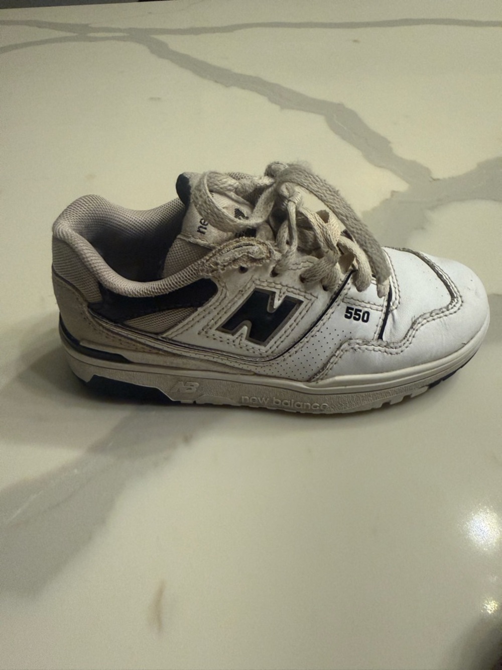 New Balance Kids White and Gray 550 Lace-Up Sneakers